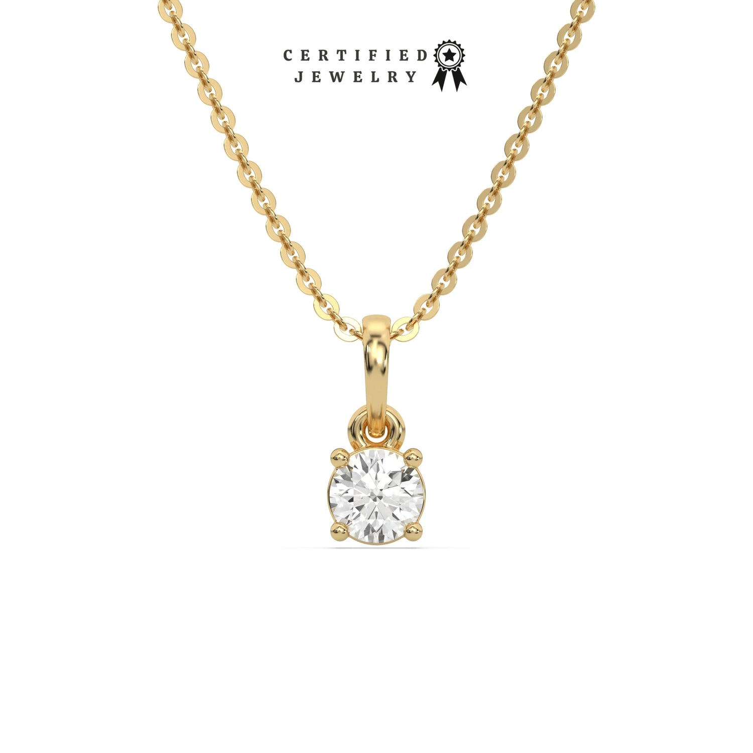 1 CT Lab Diamond Petite Round Solitaire Necklace