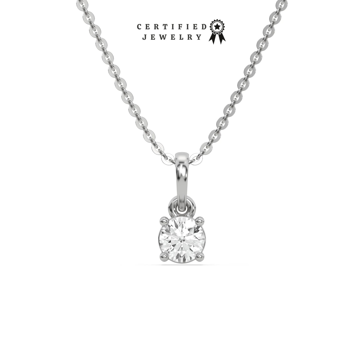 1 CT Natural Diamond Round Solitaire Necklace