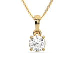 18K Yellow Gold Round Cut Diamond Solitaire Necklace