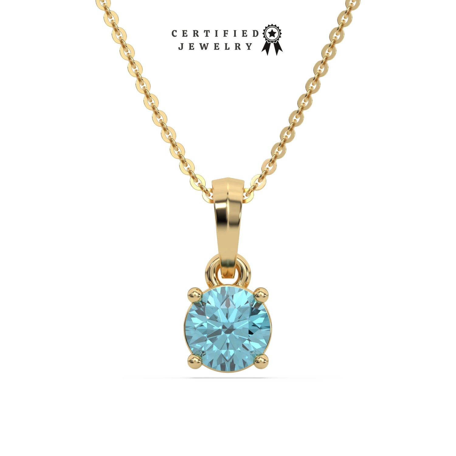 3 CT Fancy Blue Diamond Round Solitaire Necklace