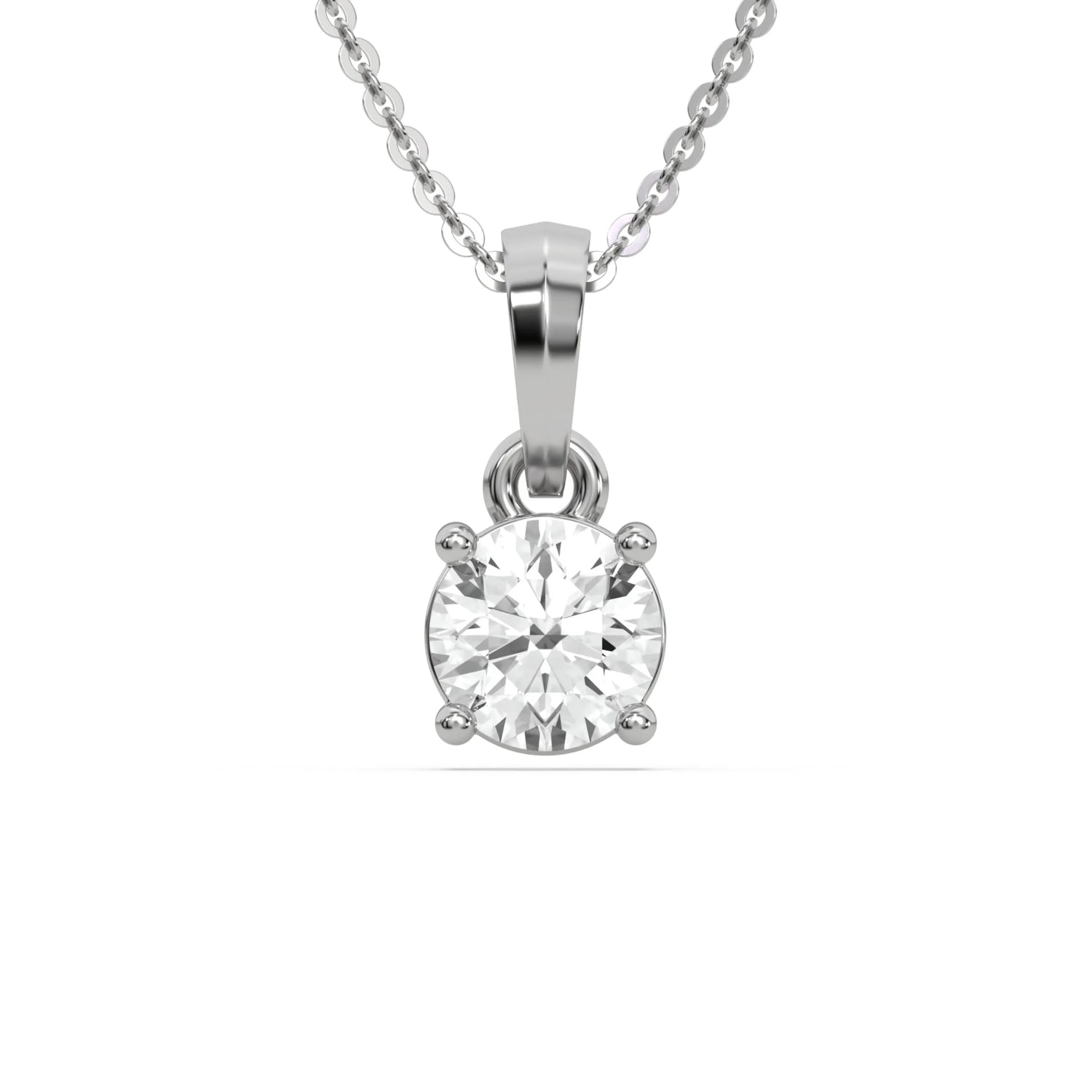 18K White Gold 2 CT Round Cut Diamond Solitaire Necklace