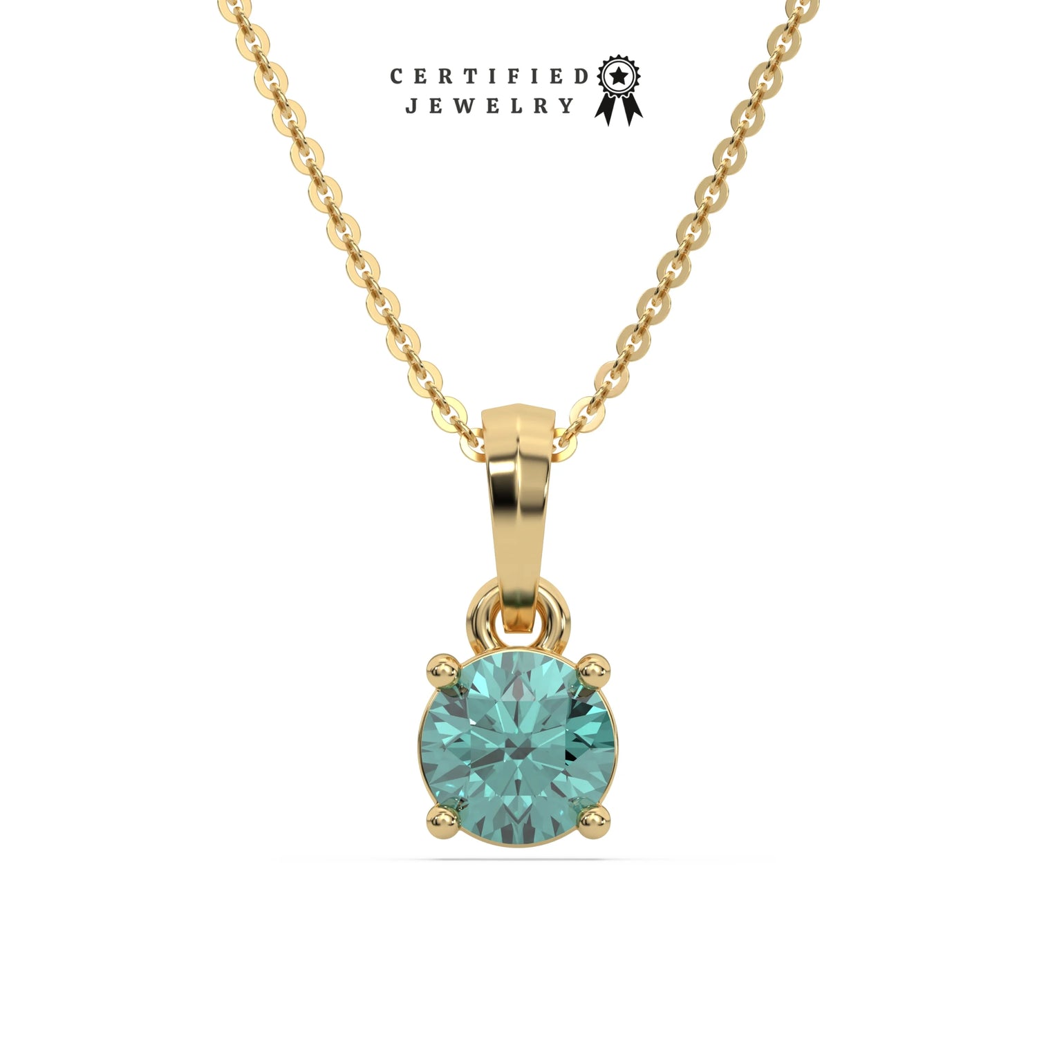 3 CT Fancy Green Diamond Round Solitaire Necklace