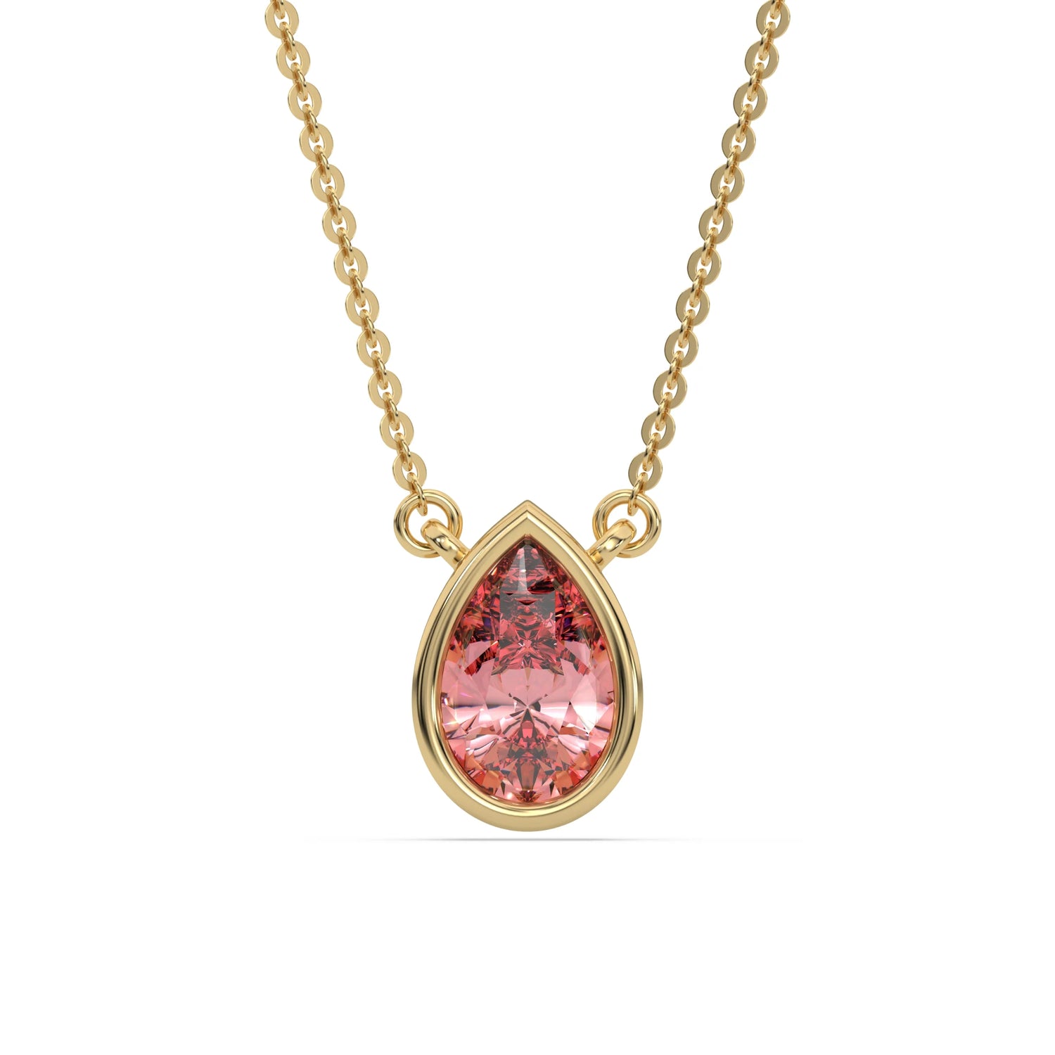 3 CT Fancy Pink Bezel Pear Solitaire Diamond Necklace