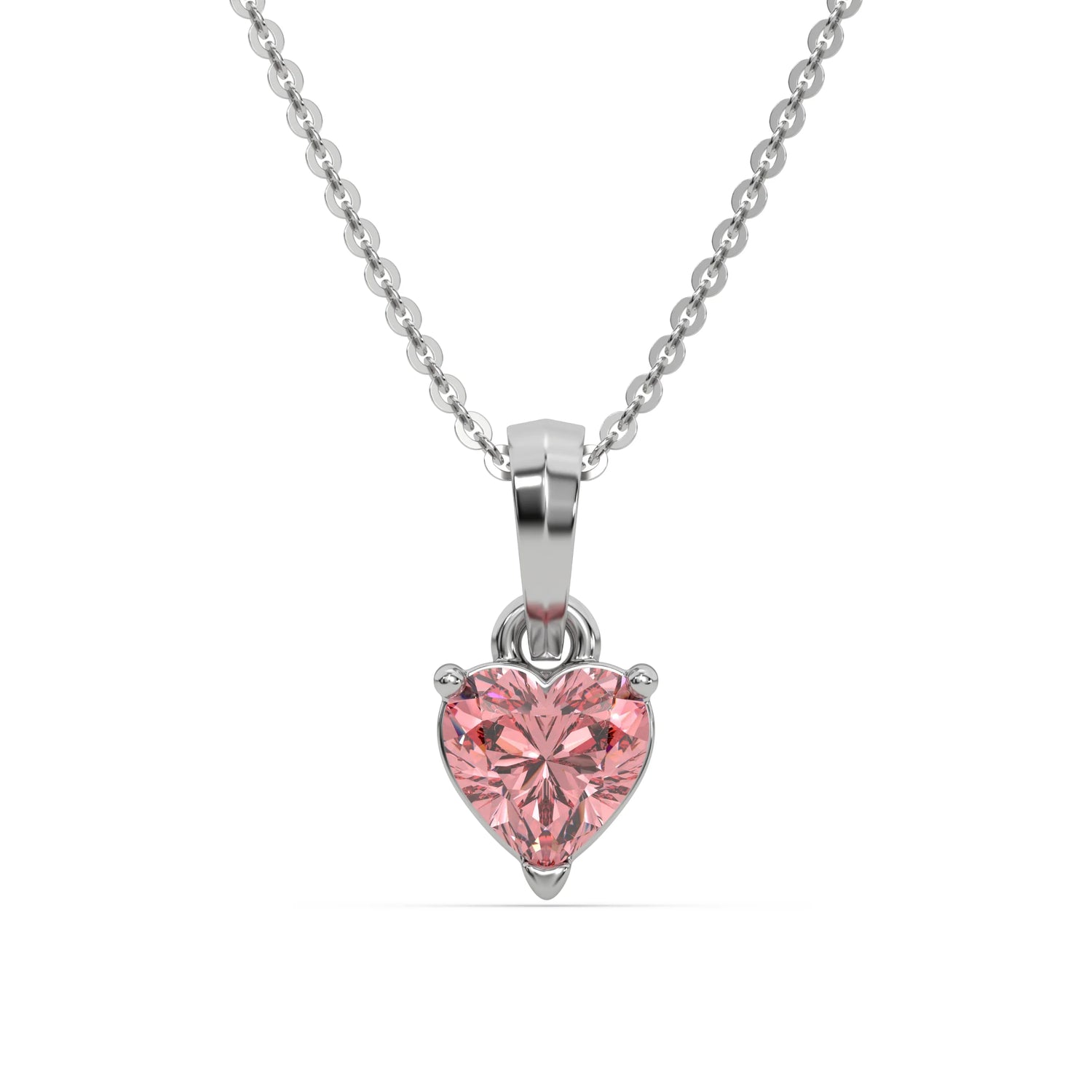 3 CT Fancy Pink Diamond Heart Solitaire Necklace