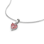 This white gold Fancy Pink Heart Solitaire Diamond Necklace made with a fancy Pink heart cut diamond in a four prong setting with adjustable chain in 3d view