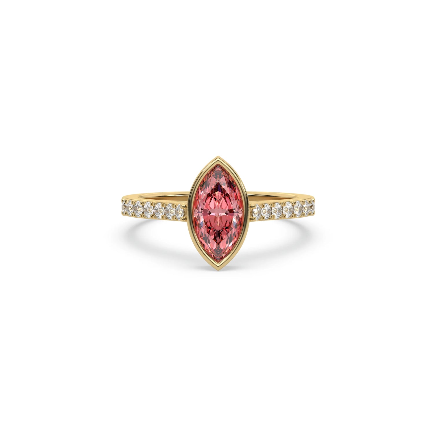 3 CT Fancy Pink Diamond Marquise Solitaire Bezel Engagement Ring