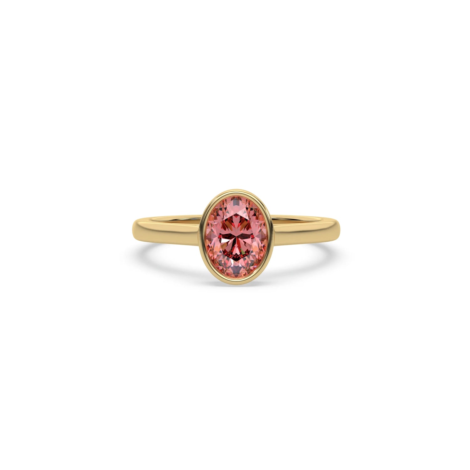 3 CT Fancy Pink Diamond Oval Bezel Engagement Ring