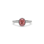14K White Gold Fancy Pink Oval Solitaire Diamond Engagement Ring