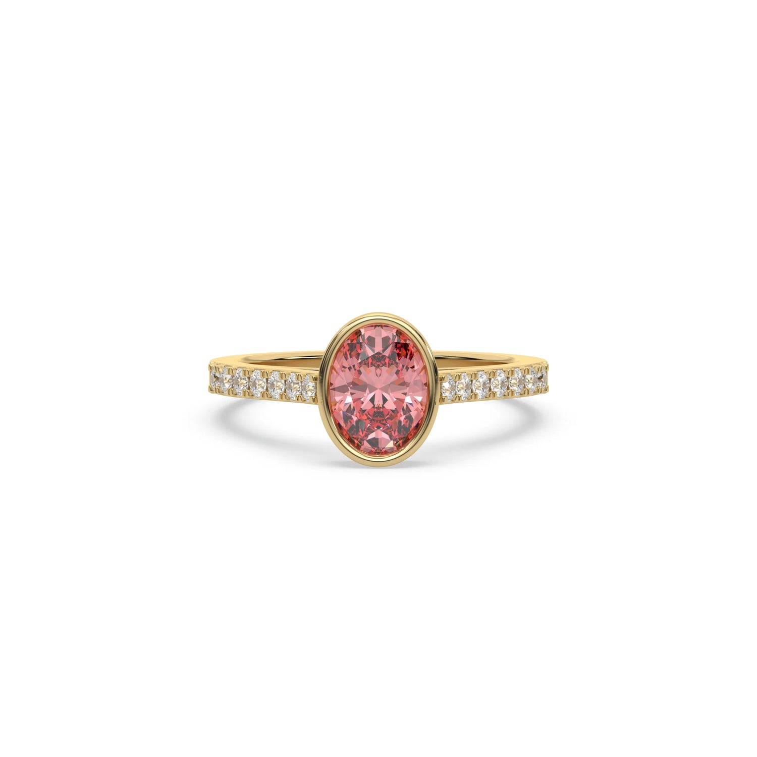 3 CT Fancy Pink Diamond Oval Solitaire Bezel Engagement Ring