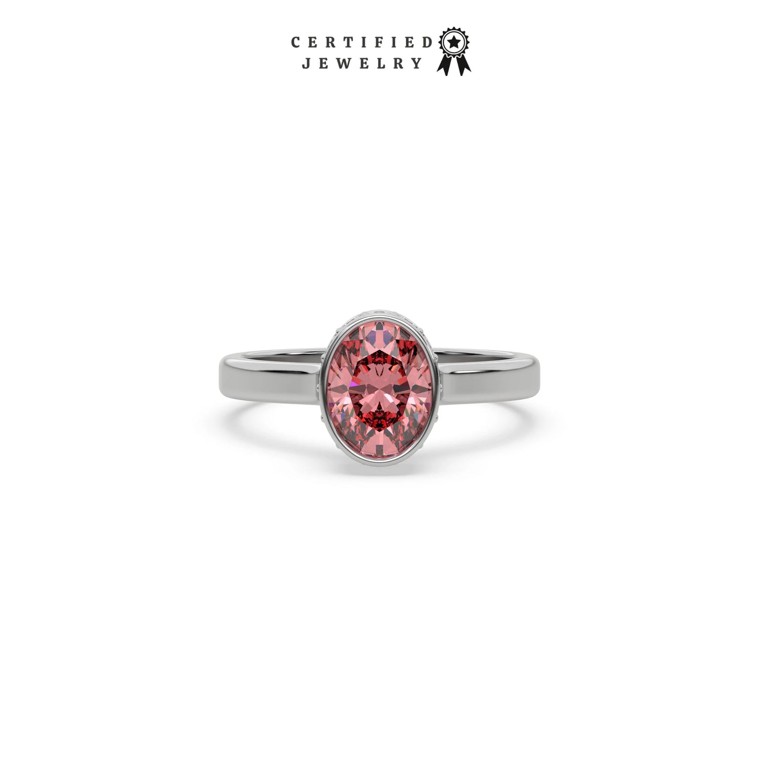 3 CT Fancy Pink Diamond Oval Hidden Halo Engagement Ring