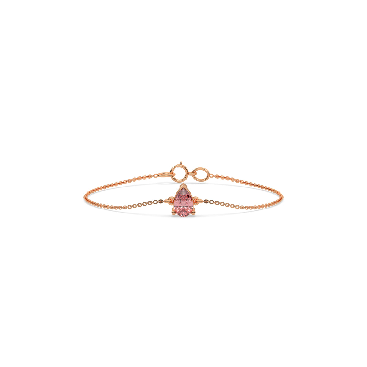 14K Rose Gold Fancy Pink Pear Solitaire Diamond Bracelet 