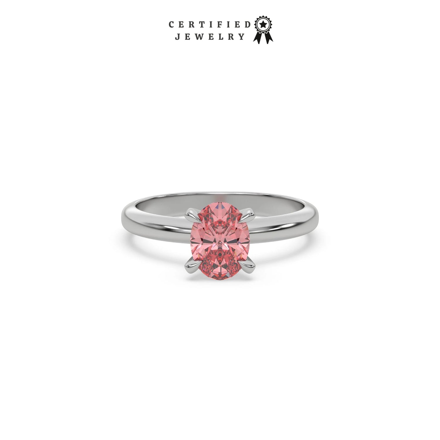 Pink Diamond Ring, Oval Cut Diamond Solitaire Ring, Diamond Engagement Ring, Simple Diamond Ring, Oval Wedding Ring, Promise Ring