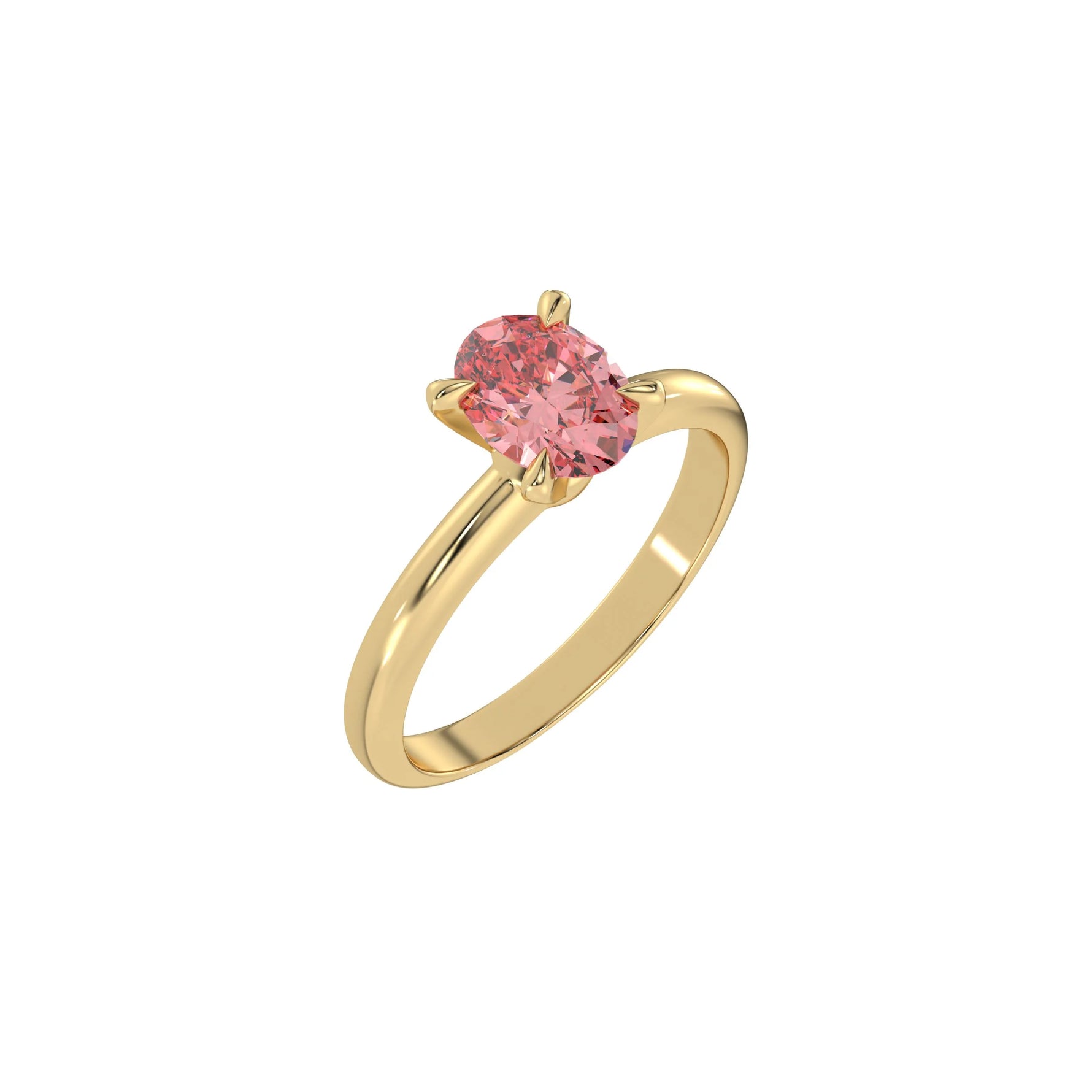 Pink Diamond Ring, Oval Cut Diamond Solitaire Ring, Diamond Engagement Ring, Simple Diamond Ring, Oval Wedding Ring, Promise Ring