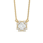 18K Yellow Gold Princess and Round Cut Diamond Starlight Pendant