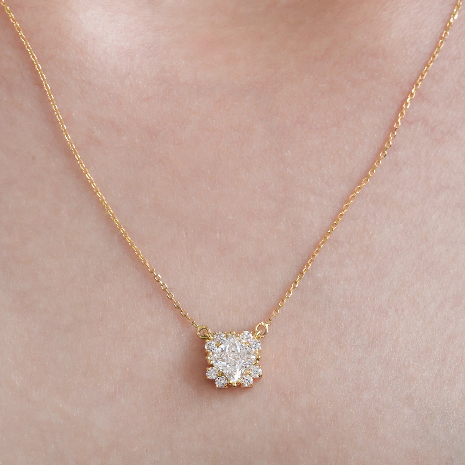 Princess Cut Diamond Women Necklace