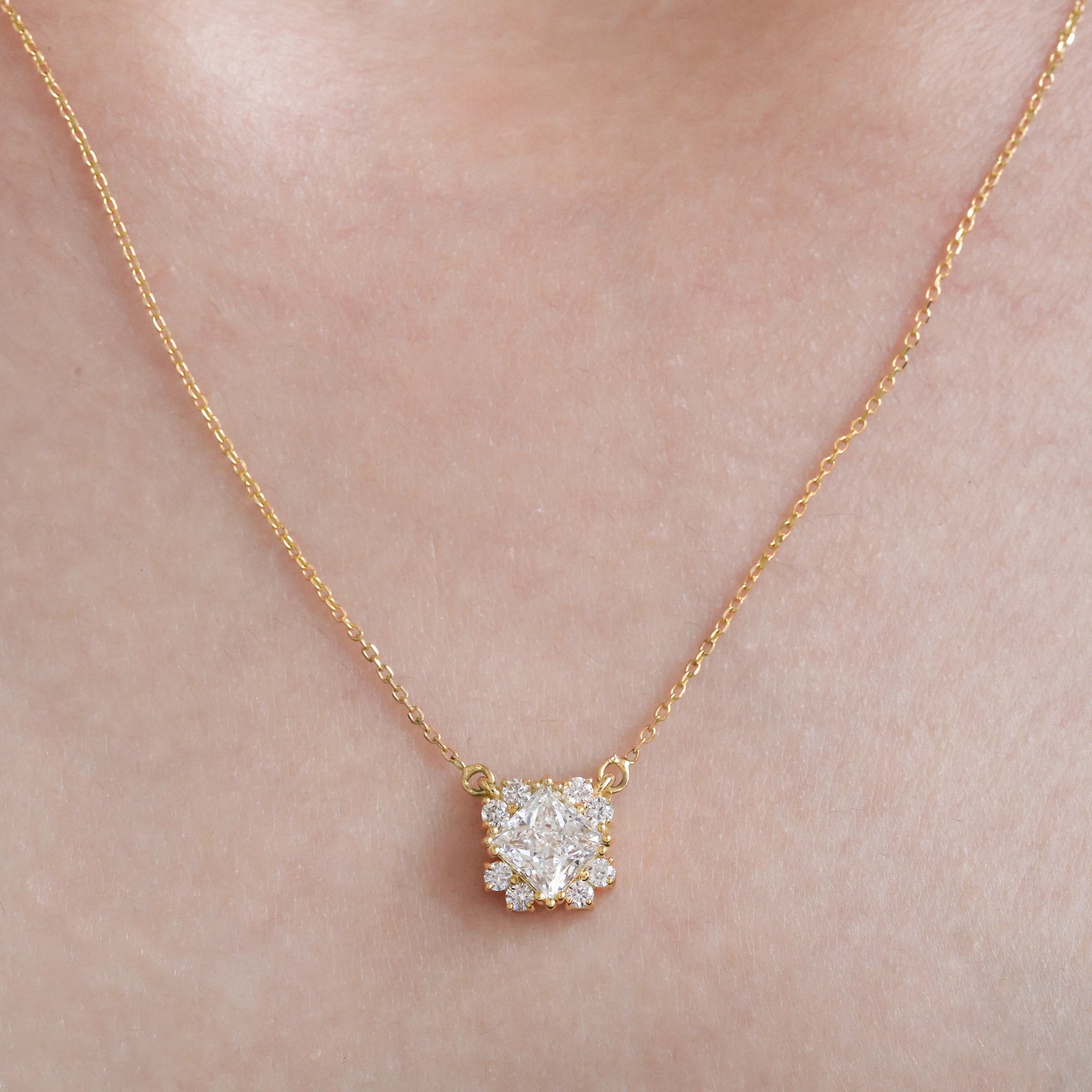 Princess Cut Diamond Women Necklace