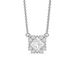 18K Right Gold Princess and Round Cut Diamond Starlight Pendant
