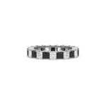 18K White Gold Black And White Princess Diamond Eternity Ring
