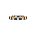 18K Yellow Gold Black And White Princess Diamond Eternity Ring