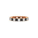 18K Rose Gold Prong Setting Black And White Princess Diamond Eternity Ring
