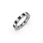 14K White Gold Prong Setting Black And White Princess Diamond Eternity Ring