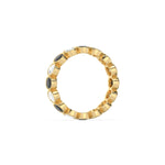 10K Yellow Gold Half Black And Half White Princess Diamond Prong Setting Full Eternity Ring