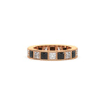 14K Rose Gold Black And White Princess Diamond Eternity Ring