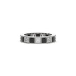 18K White Gold Black And White Princess Diamond Eternity Ring
