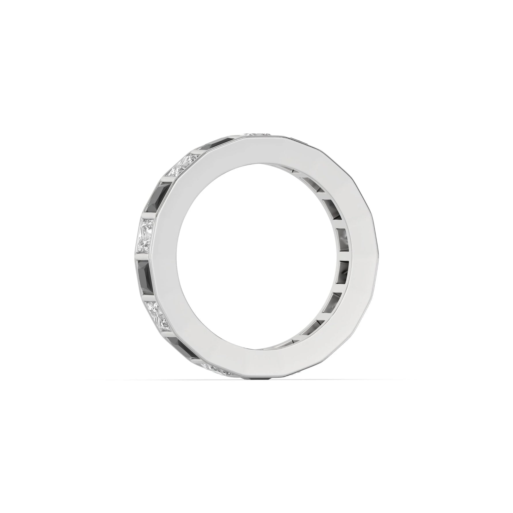 10K Black And White Princess Diamond Eternity Ring