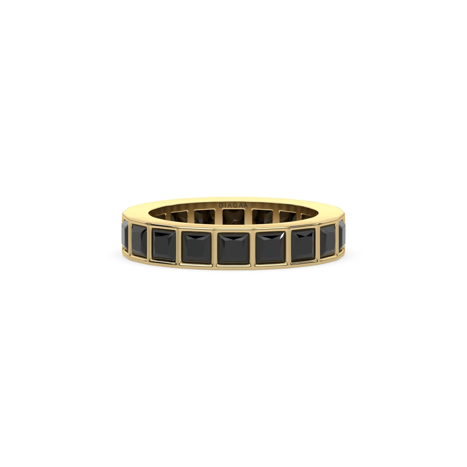 18K Yellow Gold Black Princess Diamond Eternity Ring