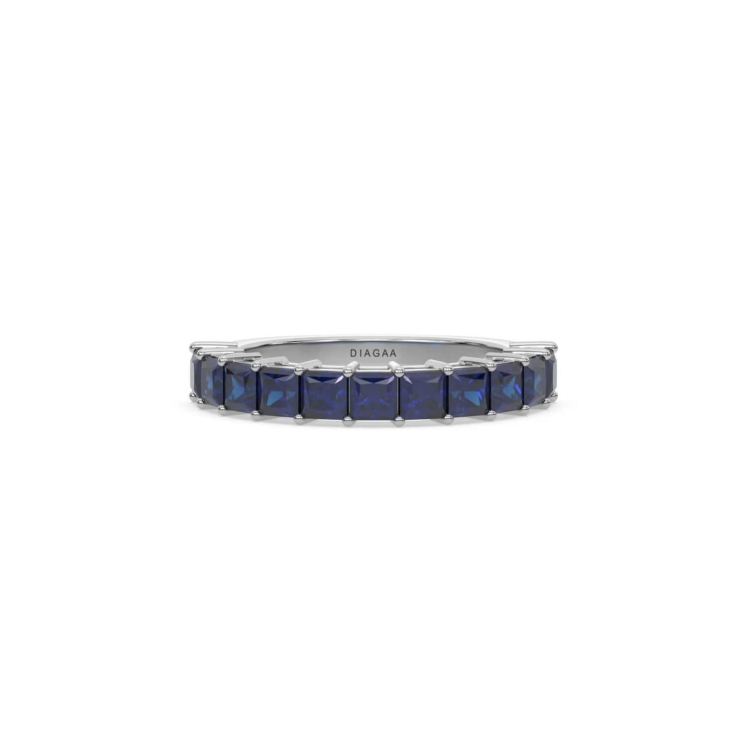 14K White Gold Princess Sapphire Half Eternity Ring