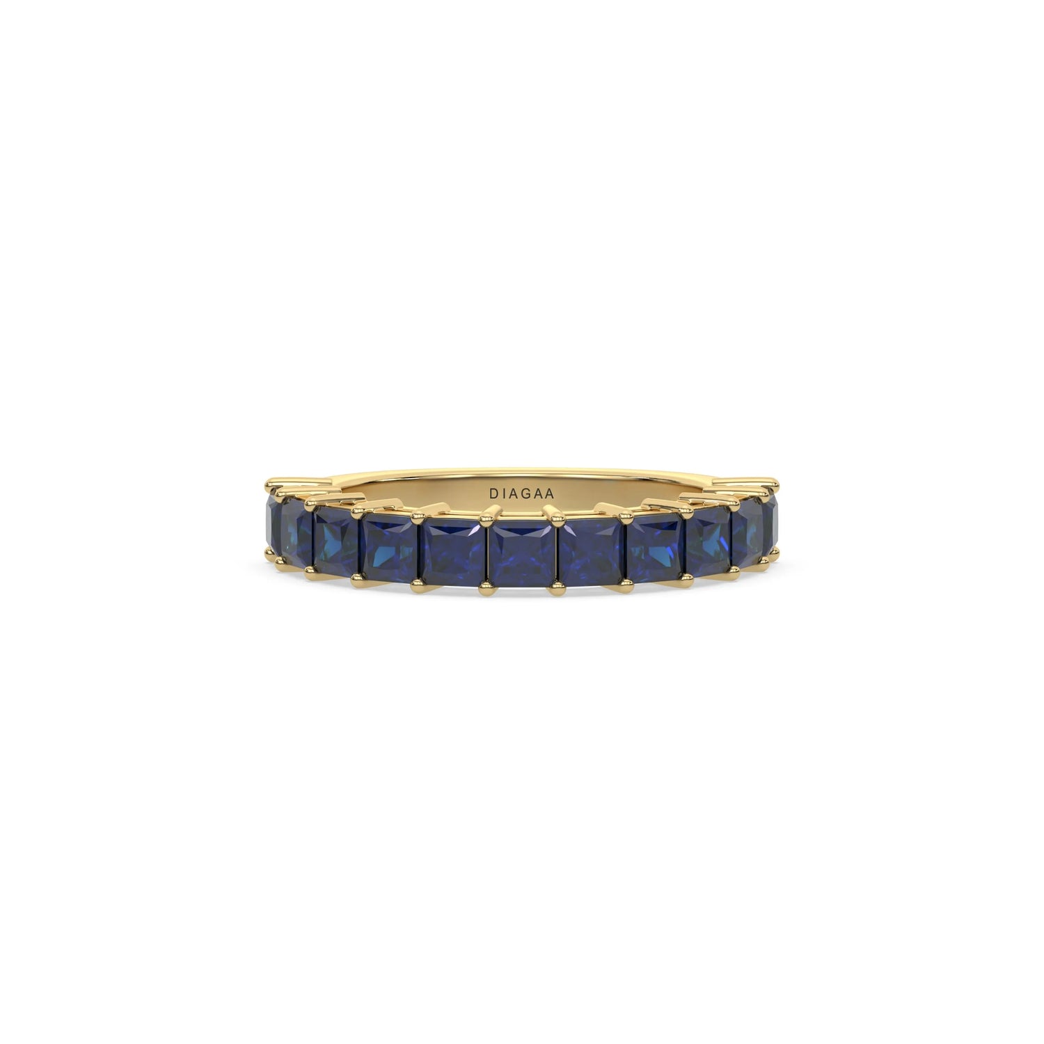 14K Yellow Gold Princess Sapphire Half Eternity Ring
