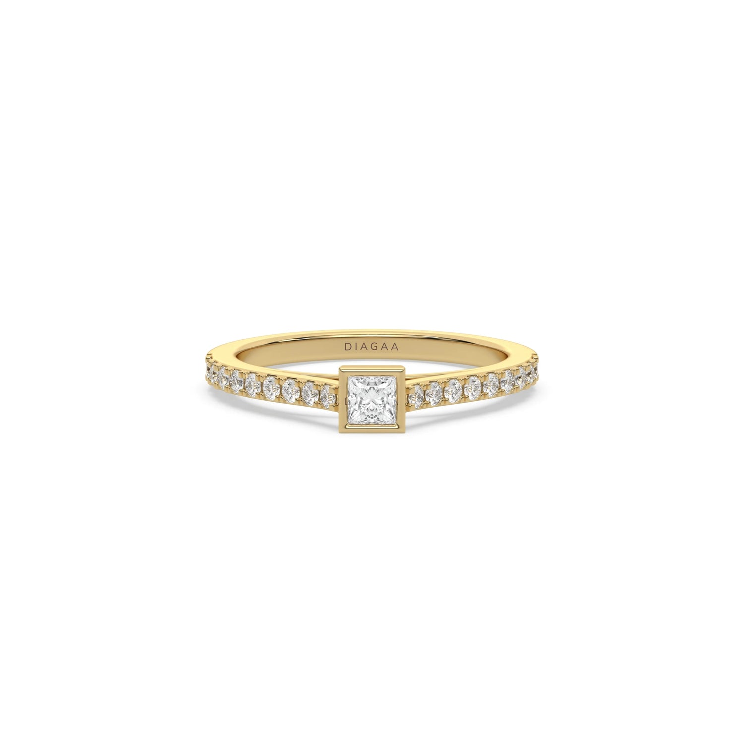 1 CT Natural Diamond Princess Cut Bezel Engagement Ring