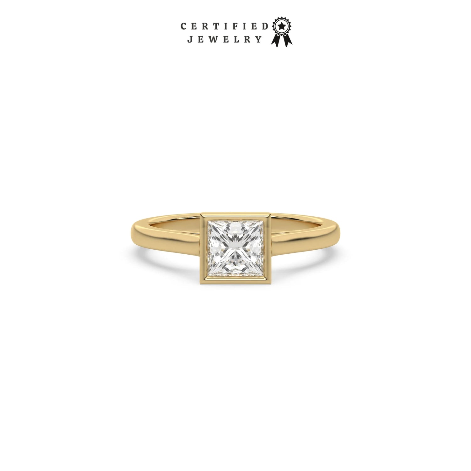 1 CT Lab Diamond Princess Cut Bezel Ring