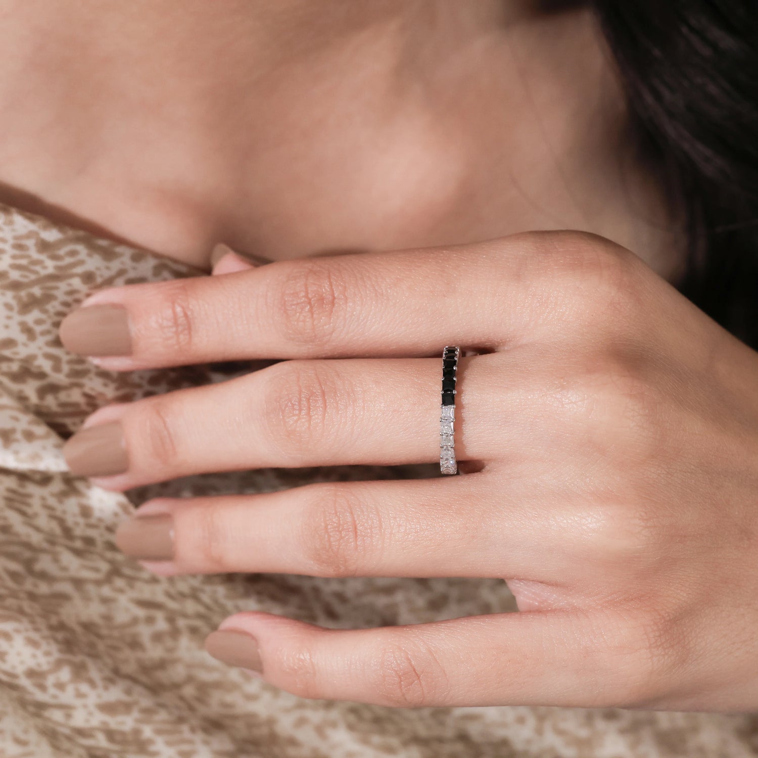 2.64 MM Princess Black and White Eternity Ring