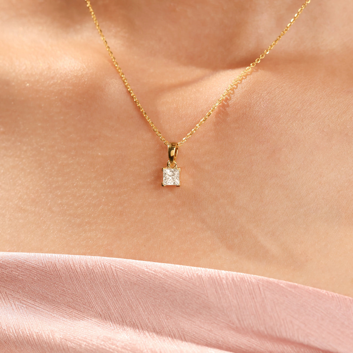 Princess Single Diamond Necklace