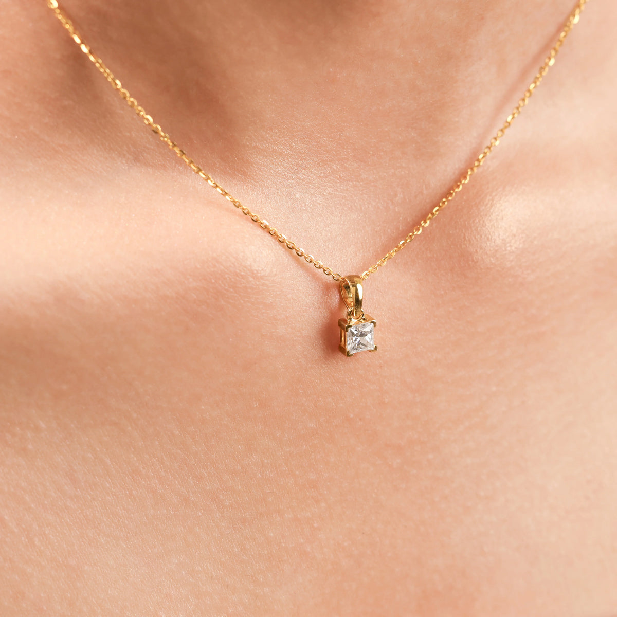 Princess Cut Diamond Necklace