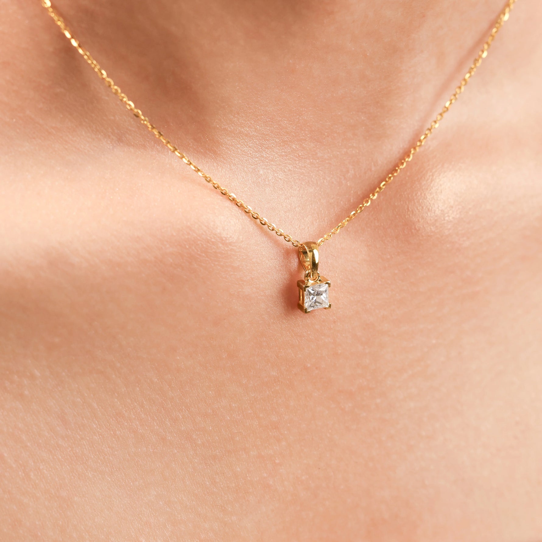 Princess Cut Diamond Necklace