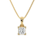 18K Yellow Gold Princess Solitaire Diamond Necklace