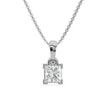 18K White Gold Princess Solitaire Diamond Necklace