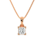 18K Rose Gold Princess Solitaire Diamond Necklace