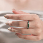 Princess Cut Emerald Gemstone Women Ring