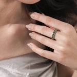Princess  Cut Emerald Gemstone Full Eternity Ring