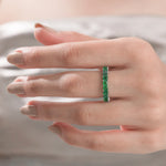 Princess Cut Emerald Gemstone Full Eternity Ring