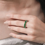 14K White Gold Emerald  Gemstone Full Eternity Ring