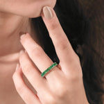 Princess Cut Emerald Gemstone Full Eternity Ring