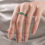 Princess Cut 10K Gold Emerald Gemstone Full Eternity Ring