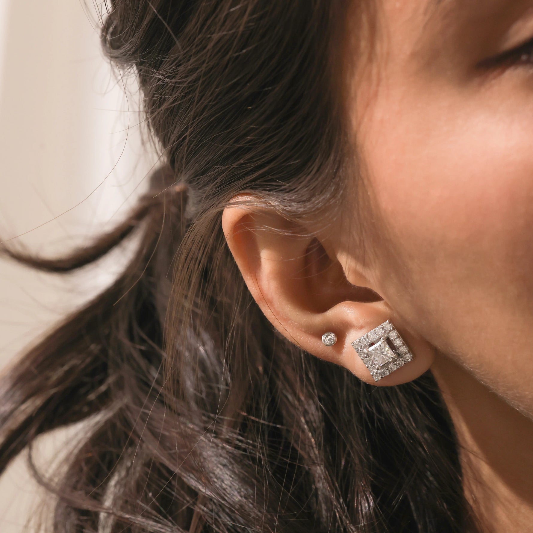 Princess Diamond Gold Earring 