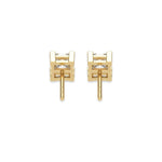 This yellow gold Classic Princess Diamond Earrings made with a princess-cut diamonds set in a four v-prong setting in back view