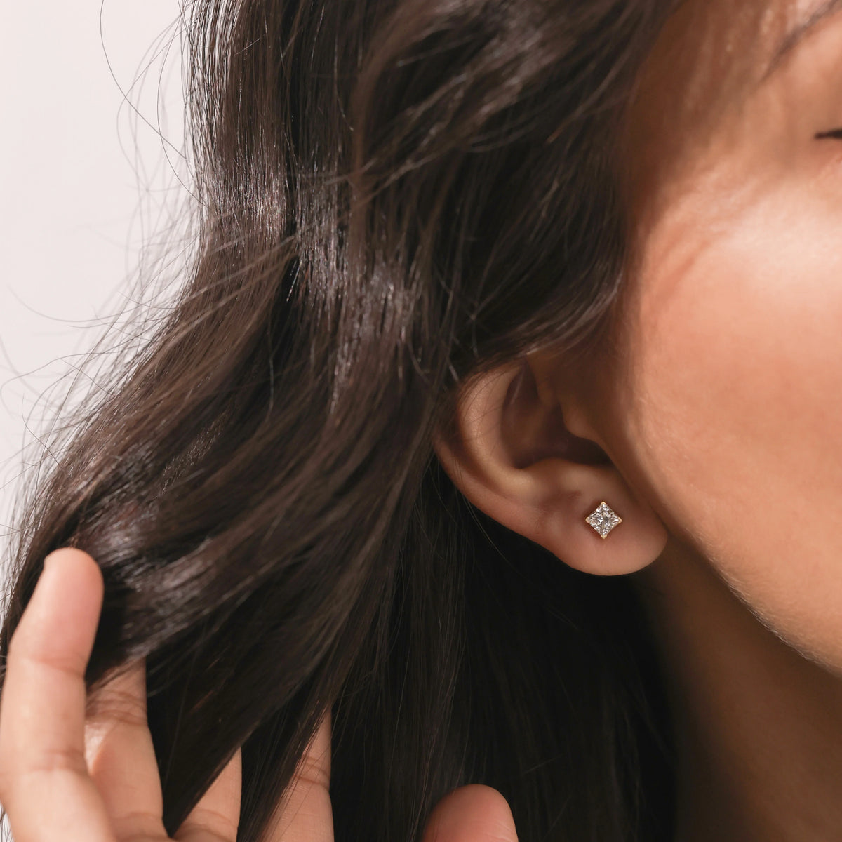 Princess Diamond Gold Earring 